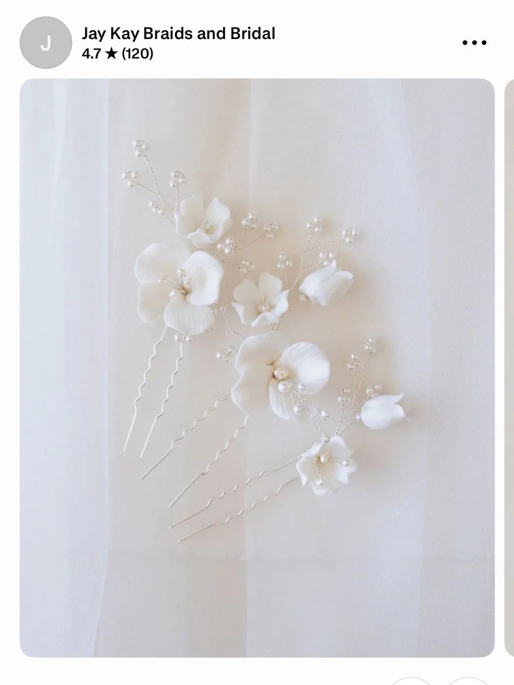 White Floral Bridal Hair Pins by